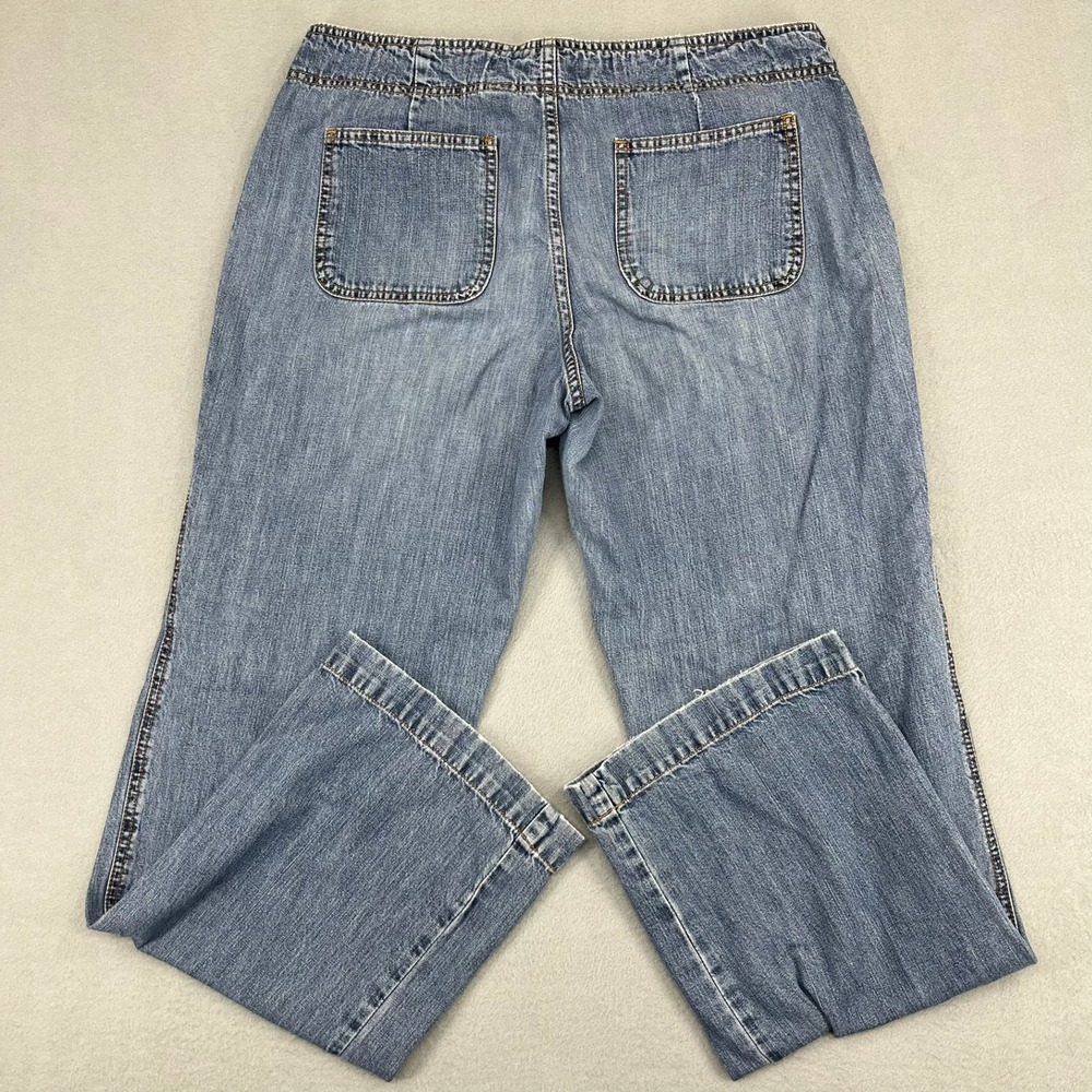 Old Navy Blue Jeans Womens 10 Blue Wide Leg Drawstring Low Rise Denim Pants - Picture 11 of 14